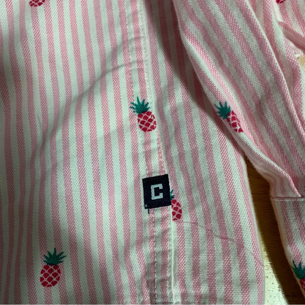 Chaps Shirt Mens XL‎ Pink Striped Pineapple Pattern Long Sleeve Button Up Oxford - Picture 5 of 5